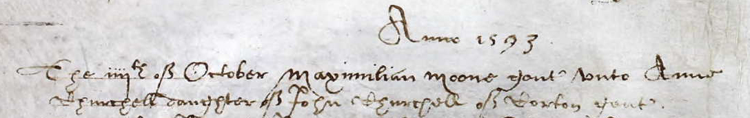 Ann Churchill Marriage 1593